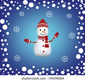 Christmas card with a snowman, vector