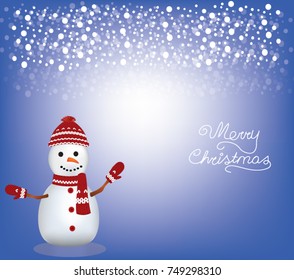 Christmas card with a snowman, vector