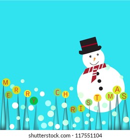 Christmas card and snowman,Vector