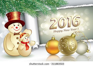 Christmas card with snowmen in 2016.