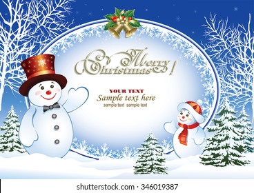 Christmas card with snowmen