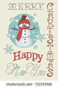 Christmas card with snowmen 