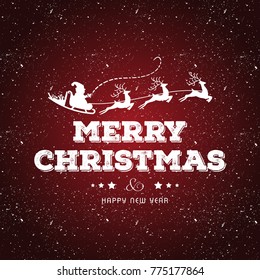 Christmas card with snowy background and dark