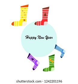 christmas card, christmas sock, vector background