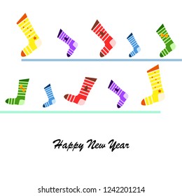 christmas card, christmas sock, vector background