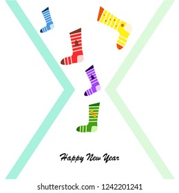 christmas card, christmas sock, vector background