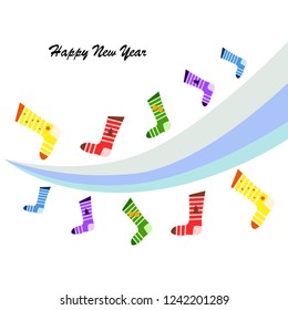 christmas card, christmas sock, vector background