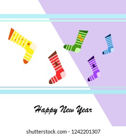 christmas card, christmas sock, vector background