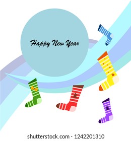 christmas card, christmas sock, vector background