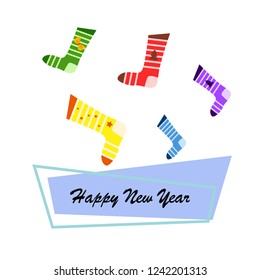 christmas card, christmas sock, vector background