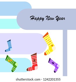 christmas card, christmas sock, vector background