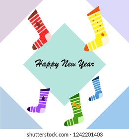 christmas card, christmas sock, vector background