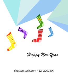 christmas card, christmas sock, vector background