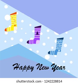 christmas card, christmas sock, vector background