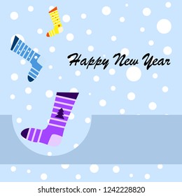 christmas card, christmas sock, vector background