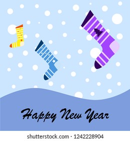 christmas card, christmas sock, vector background