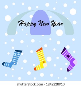 christmas card, christmas sock, vector background