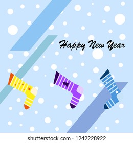 christmas card, christmas sock, vector background