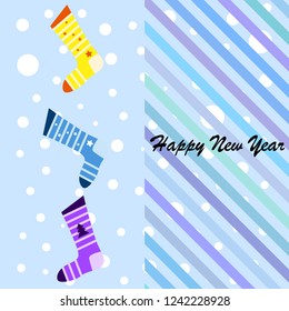 christmas card, christmas sock, vector background