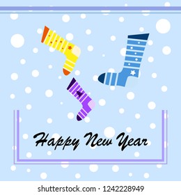 christmas card, christmas sock, vector background