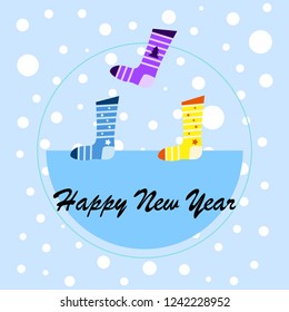 christmas card, christmas sock, vector background