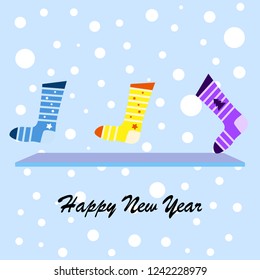 christmas card, christmas sock, vector background