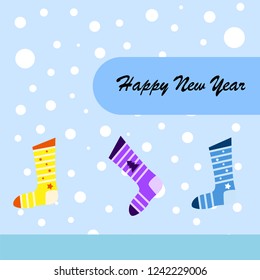 christmas card, christmas sock, vector background