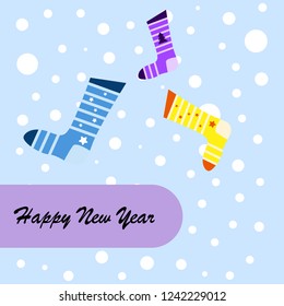 christmas card, christmas sock, vector background