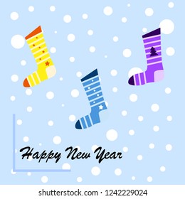 christmas card, christmas sock, vector background