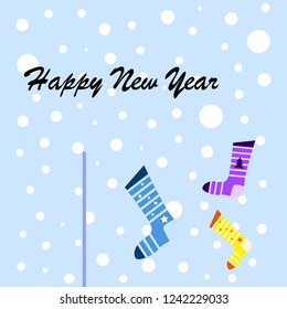 christmas card, christmas sock, vector background