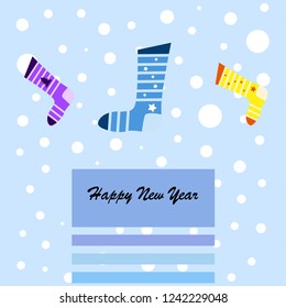 christmas card, christmas sock, vector background