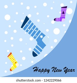 christmas card, christmas sock, vector background
