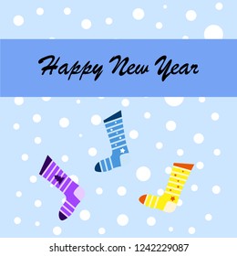 christmas card, christmas sock, vector background