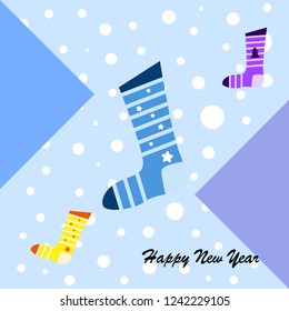 christmas card, christmas sock, vector background