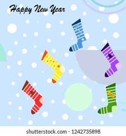 christmas card, christmas sock, vector background