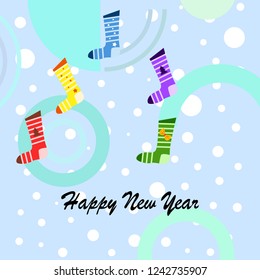 christmas card, christmas sock, vector background