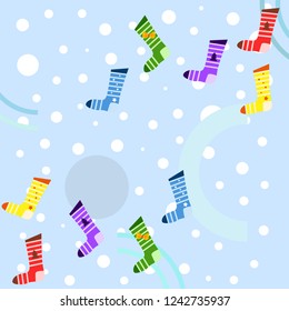 christmas card, christmas sock, vector background