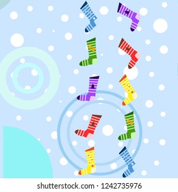 christmas card, christmas sock, vector background