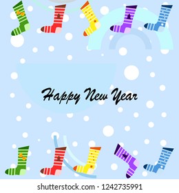 christmas card, christmas sock, vector background