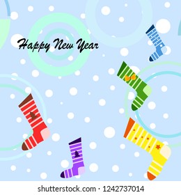 christmas card, christmas sock, vector background