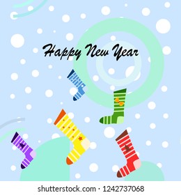 christmas card, christmas sock, vector background