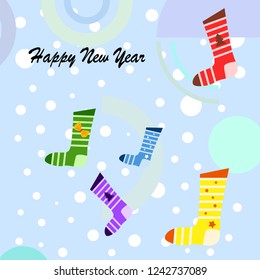 christmas card, christmas sock, vector background