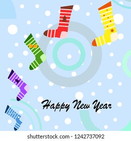 christmas card, christmas sock, vector background