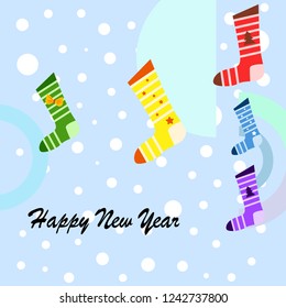 christmas card, christmas sock, vector background