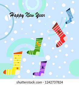 christmas card, christmas sock, vector background