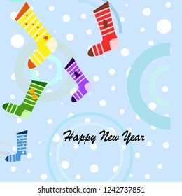 christmas card, christmas sock, vector background