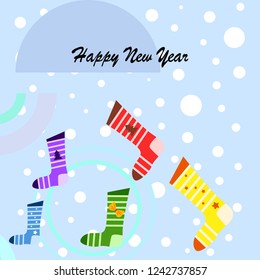 christmas card, christmas sock, vector background