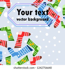 christmas card, christmas sock, vector background