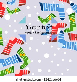 christmas card, christmas sock, vector background