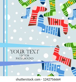 christmas card, christmas sock, vector background